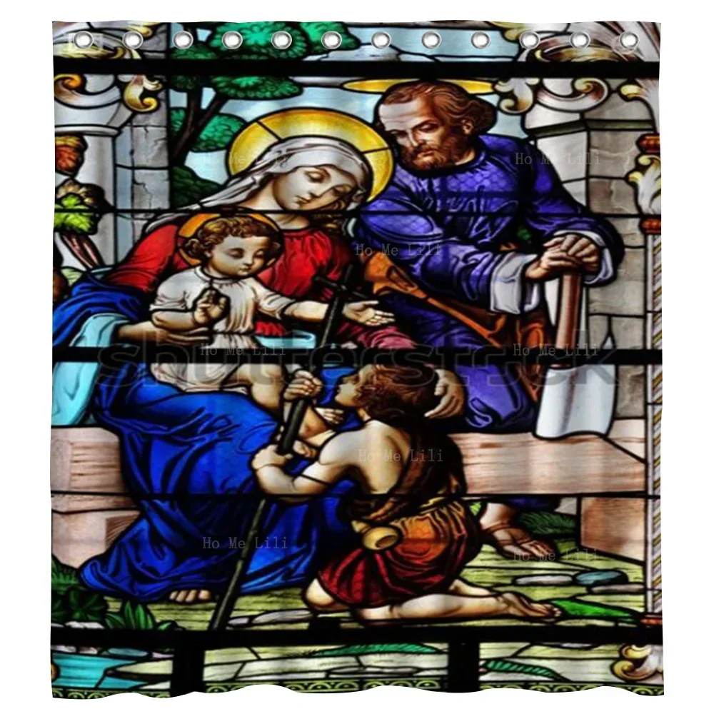 The Fall And Redemption Of Man And The Holy Family With The Baptist Shower Curtain By Ho Me Lili For Bathroom Decor