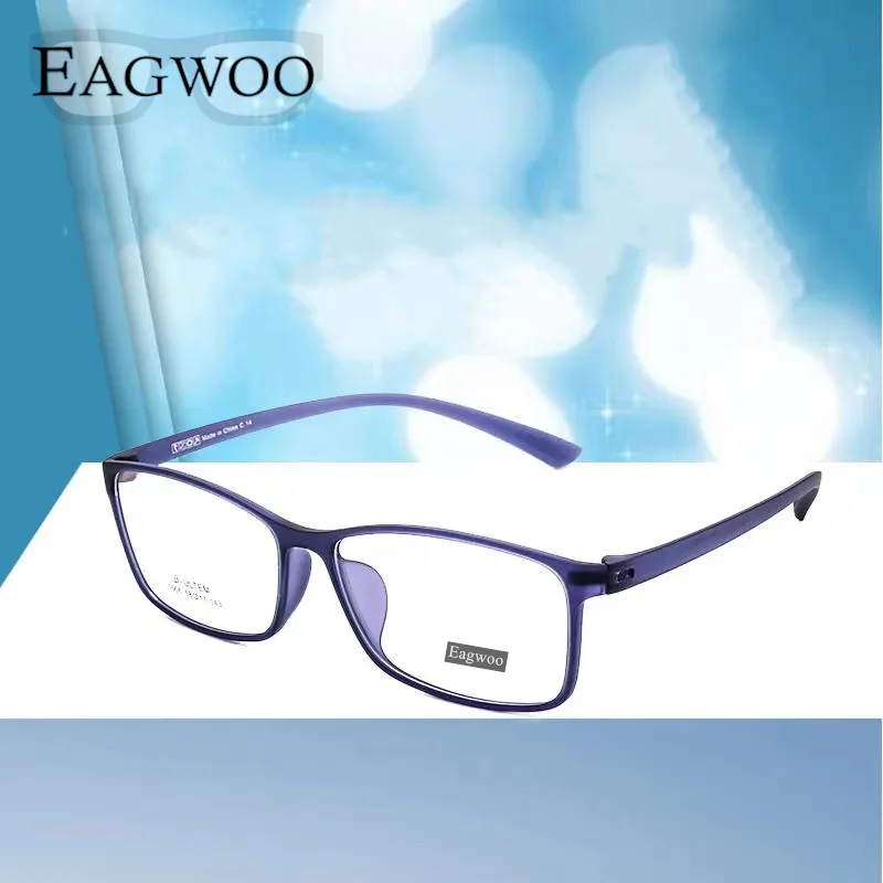 EAGWOO Ultem Eyeglasses Full Rim Optical Frame Prescription Spectacle Rectangular Wide Face Suitable Super Light Glasses 58mm