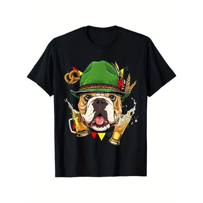 

Oktoberfest Dog Shirt Bulldog Beer Lover Funny Drinking Party Costume Tee for Men and Women