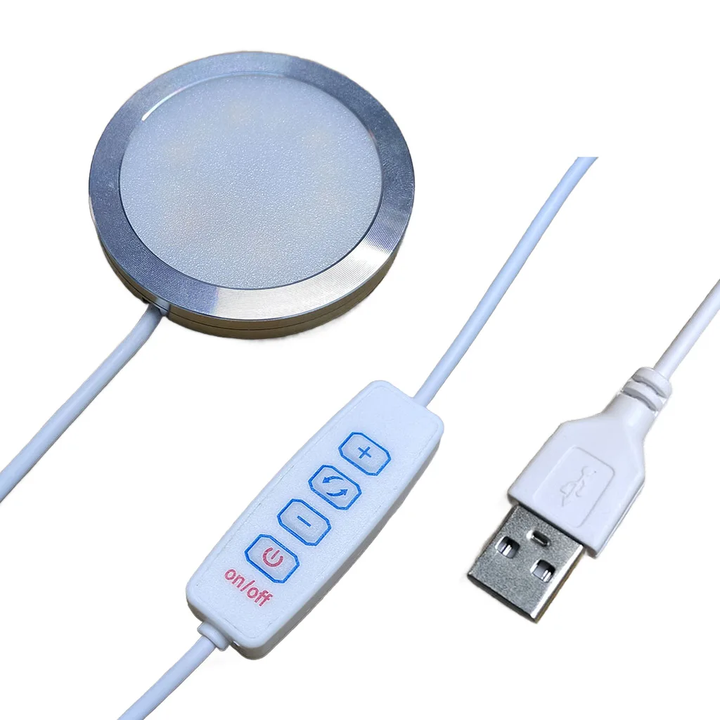 LED Spotlight USB 5V Ultra-thin Cabinet Lamp with 1.5M Dimmer Cable 2W Display jewelry led Spotlig White /neutral/ Warm Light