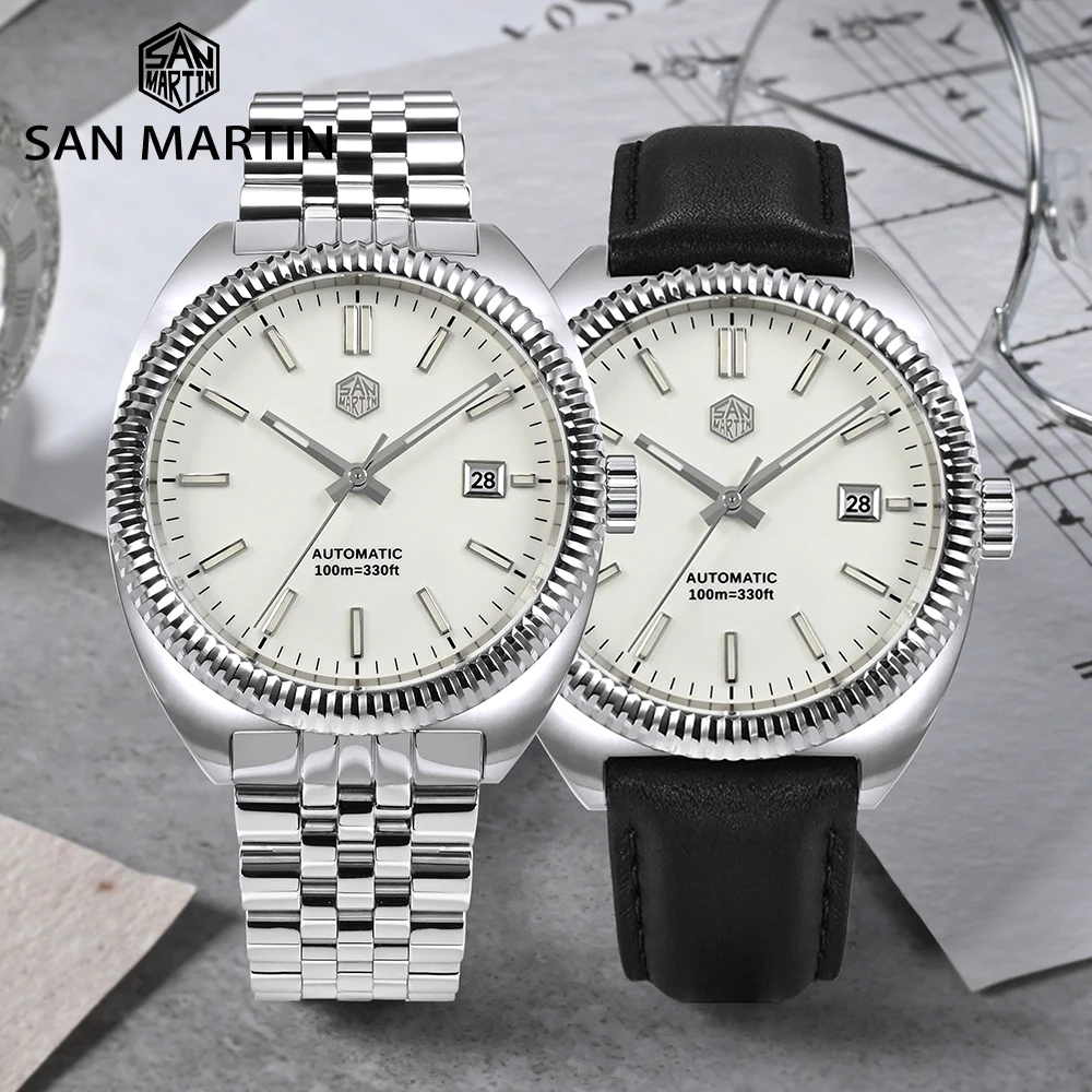 San Martin 40mm Original Design Casual Sport Style Enamel Dial YN55 Luxury Men Automatic Mechanical Watch Sapphire 10ATM BGW-9