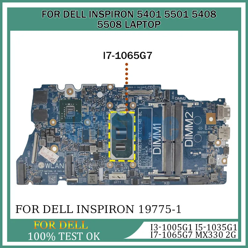 

Laptop Motherboard For DELL Inspiron 19775-1 5401 5501 5408 5508 0N03X9 085C41 Mainboard CPU With I3 I5 I7 10th Gen MX330 2G