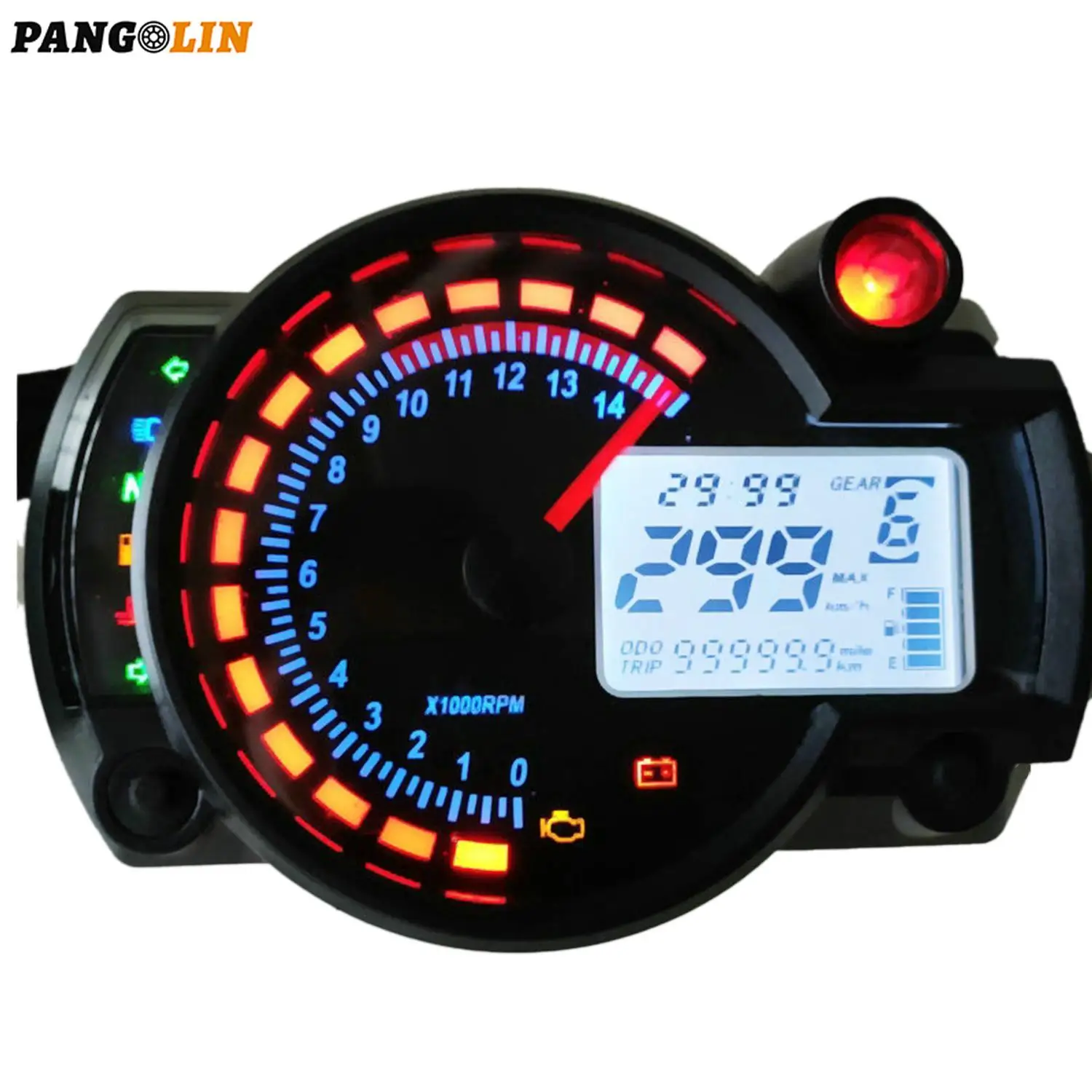 Universal 12V LCD Digital Motorcycle Odometer Speedometer Meter Instrument MAX 299KM/H 7color RX2N Adjustable Dashboard For KOSO