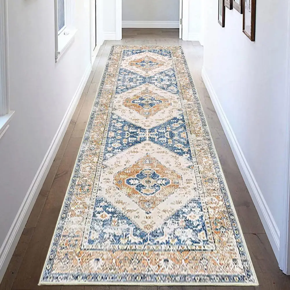 Hallway Runner Rug Vintage Machine Washable Runner Rug Soft Wear Resistant Non-slip Hallway Carpet Indoor Entryway for Long