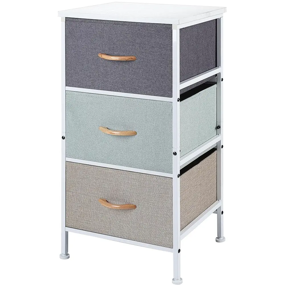 

Tall Dresser Storage Drawers Stand With 3 Removable Fabric Drawers-Organizer Unit For Bedroom, Living Room, Storage Bins With