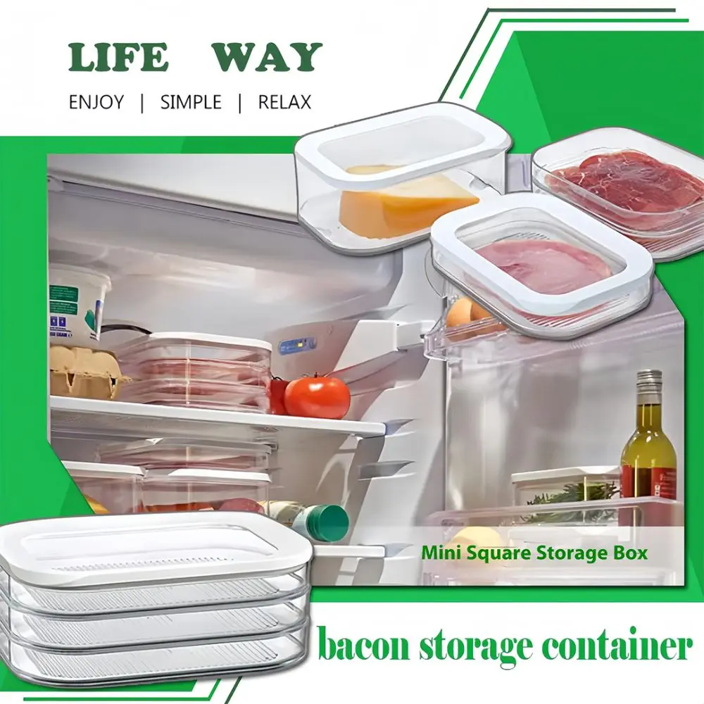 Stackable Bacon Storage Container Sealed Three-layer Ham And Cheese Container Transparent With Lid Lunch Meat Crisp-keeping Box