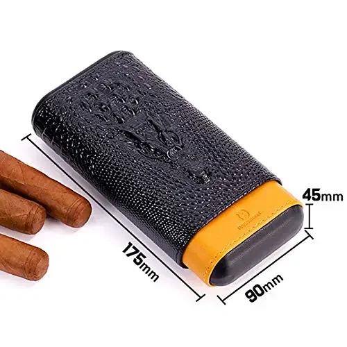 Portable Travel Cigar Case Leather Cigar Holder Case Cedar Wood Lined Humidors Cigar Box 3 Tubes Puro Accessories