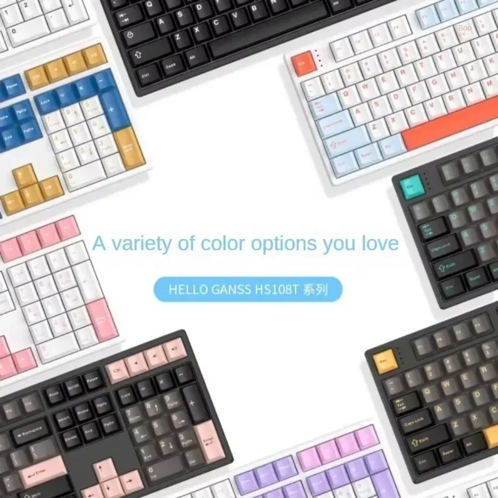 

GANSS HS108T Mechanical Keyboard RGB Three Mode bluetooth wireless keyboard Custom PBT Keycaps Hot Swap Gaming Accessories