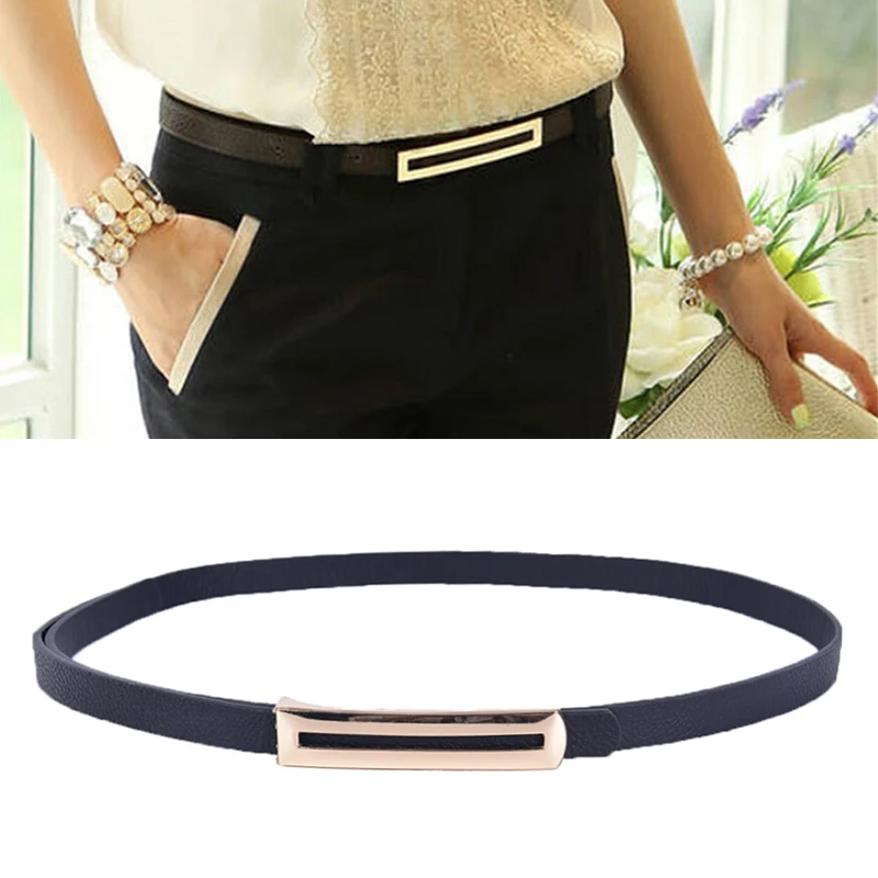 

Ladies Slim Fashion Waist Belt Dress Access Thin Shiny Skinny PU Leather Women