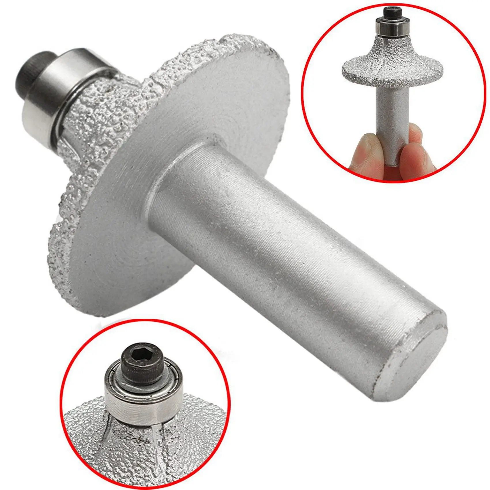 AT29-2Pcs 1/2Inch Diamond Router Bit Wheel Half Bullnose For Hand Profiler Marble Granite