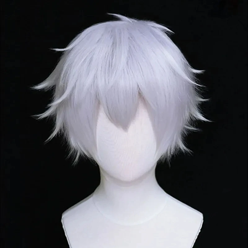 Gojo Satoru Cosplay Wigs Anime Jujutsu Kaisen Gojo Short Heat Resistant Synthetic Hair with Wig Cap Party Wig Without Eye Patch