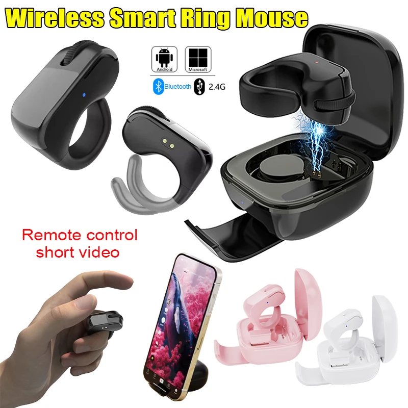 

Mini Smart Ring Mouse 2.4G Dual-mode Bluetooth Wireless Touch Rechargeable Compatible Remote Control Selfie Short Video Speech