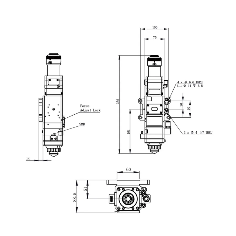 2026 Raytools BT240S 3kW fiber laser cutting head manual focusing, suitable for Raycus IPG fiber laser cutting
