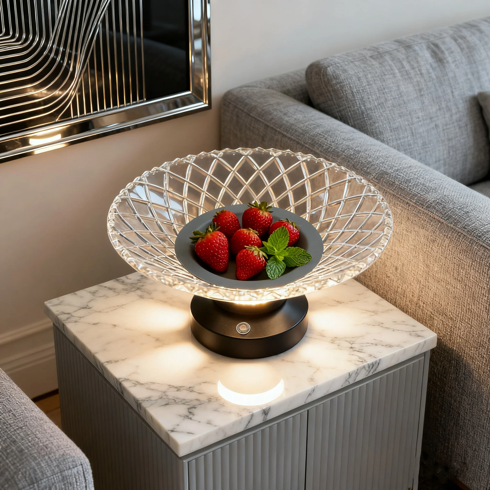 

Светодиодный ночник с регулируемой яркостью, изысканная настольная корзина для гостиной, лампа для хранения конфет, сушеных закусок, усовершенствованный дизайн для дома