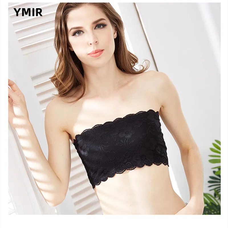 

Summer Women's Tube Tops Strapless Bra Lace Thin One-Piece Wrap Chest Bottoming Bandeau Top Anti-Lighting Vest Underwear Women