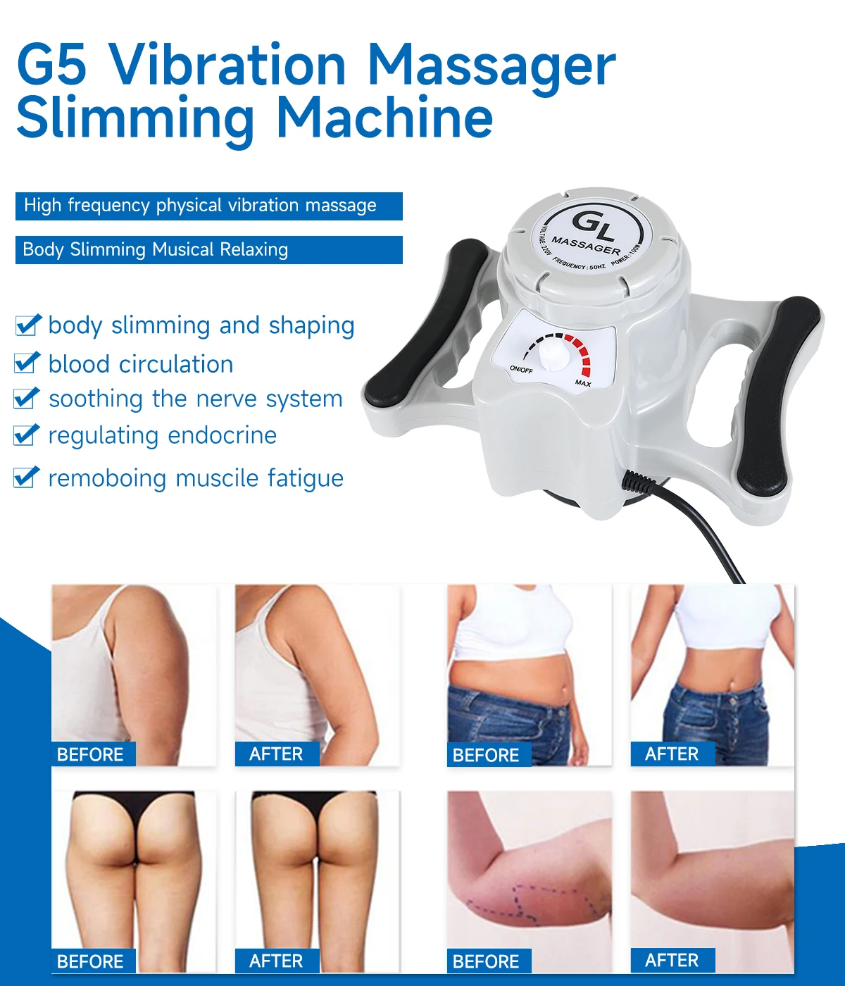 NEW G5 Cellulite Vibrating Body Care Sex Machine High Frequency Massager Exercise Relax Massage Weight Loss Beauty Health Device