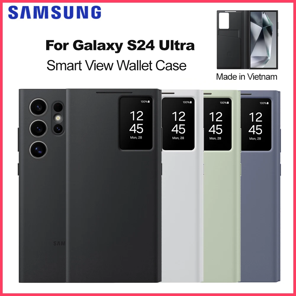 

Оригинальный чехол-кошелек Samsung Smart View EF-ZS928 для Galaxy S24 Ultra S-View, чехол-кошелек с окном, сделано в Вьетнама
