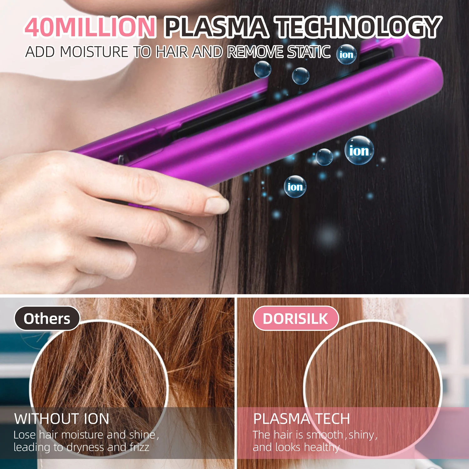 RUCHA Hair Straightener Professional High Temperature Keratin Treatment 500F Hair Flat Iron for Frizzy Hair Recovers the Damaged