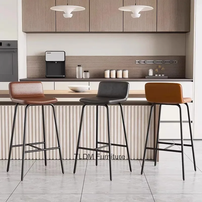 Leather Balcony Bar Stools Ergonomic Vanity Computer Beach Bar Chairs Living Room Nordic Minimalist Chaise De Home Furniture