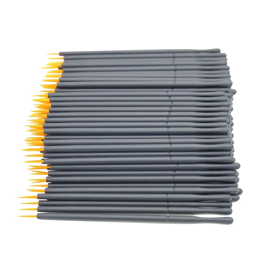 100 個使い捨てアイライナーブラシ薄い先端ワンドアプリケーター液体メイクアップツールアイリップライン溶剤まつげ