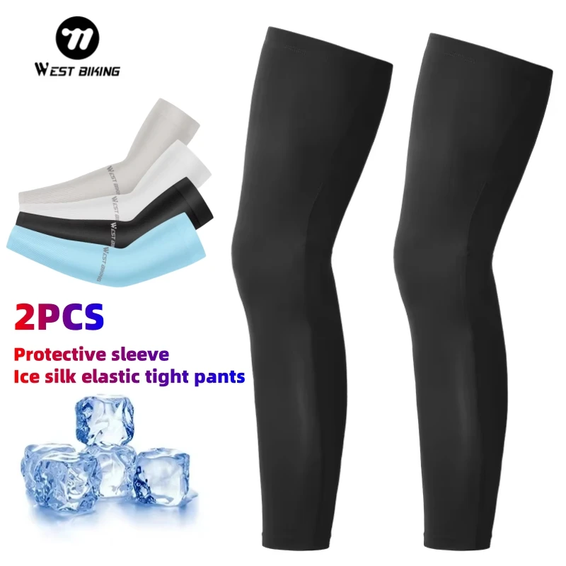 

WEST BIKING Summer Cycling Leg Compression Sleeves Outdoor Sports Quick Dry Knee Protection Leggings Running Basketball Anti UV