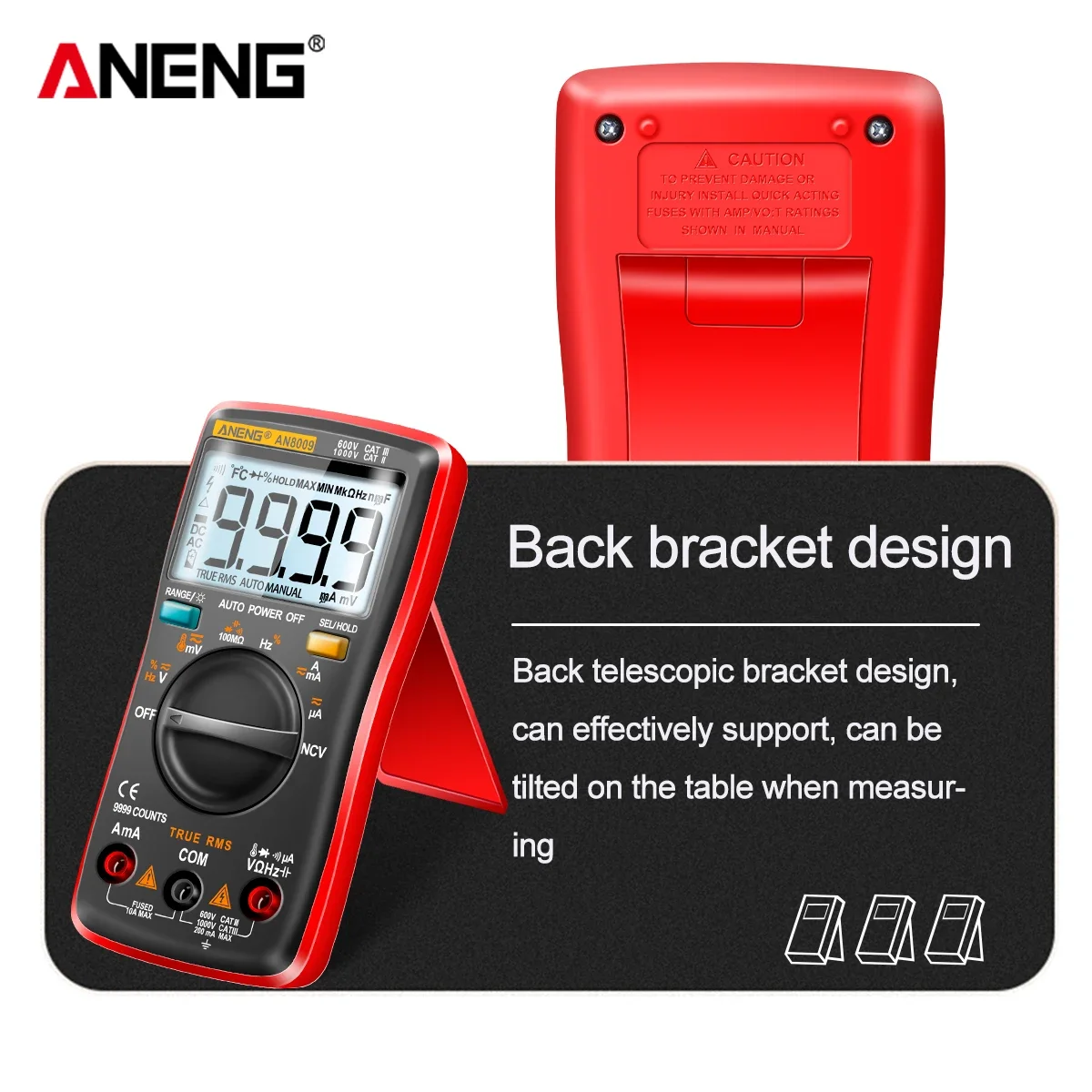 Mini Digital Multimeter ANENG AN8009 True RMS Transistor Tester Auto-Range Automotive Capacitor Tester Temp Diode Tool