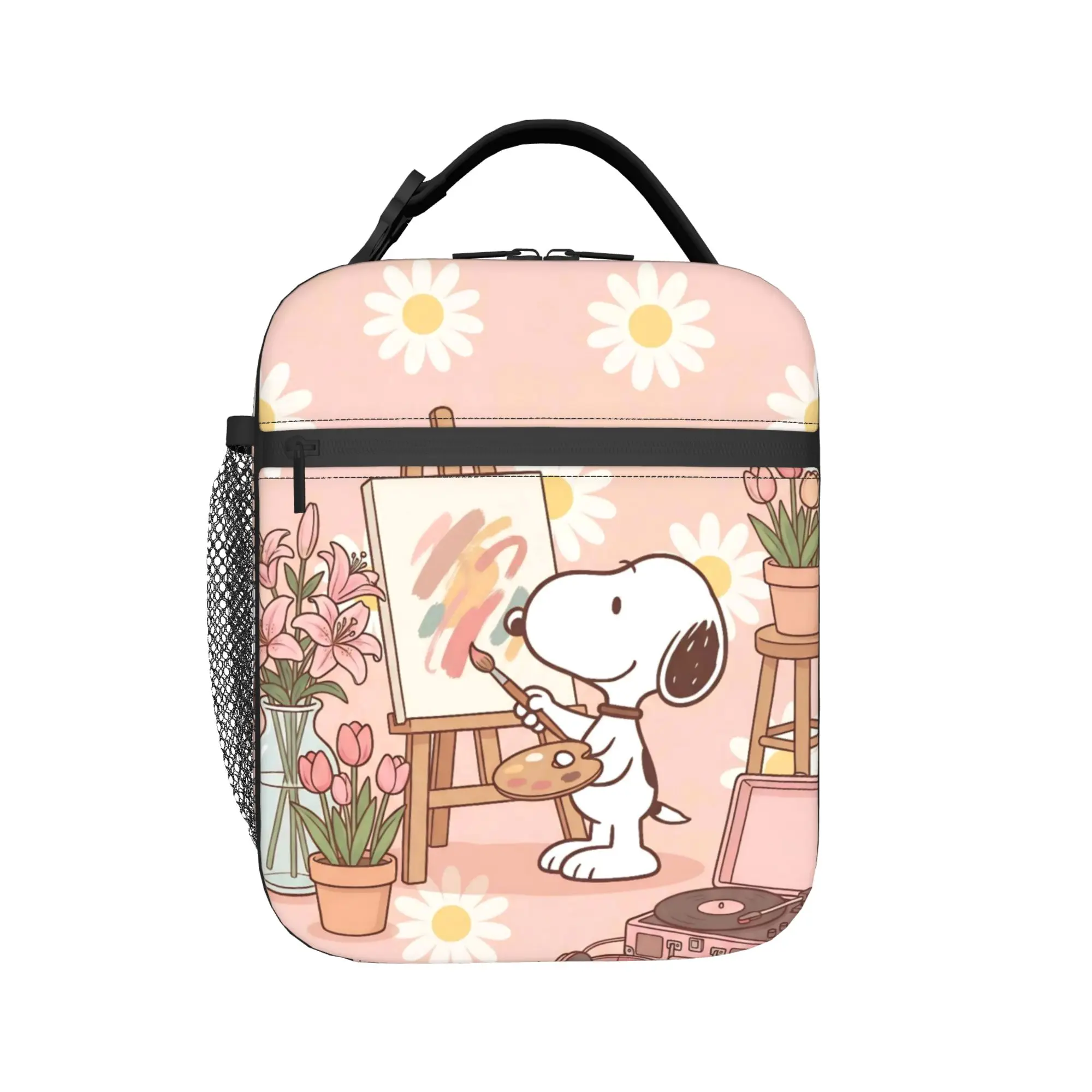 Drawing Cute S-Snoopys Insulated Lunch Bag Portable  Meal Container Cooler Bag Tote Lunch Box School  Picnic Food Storage Bags view 2