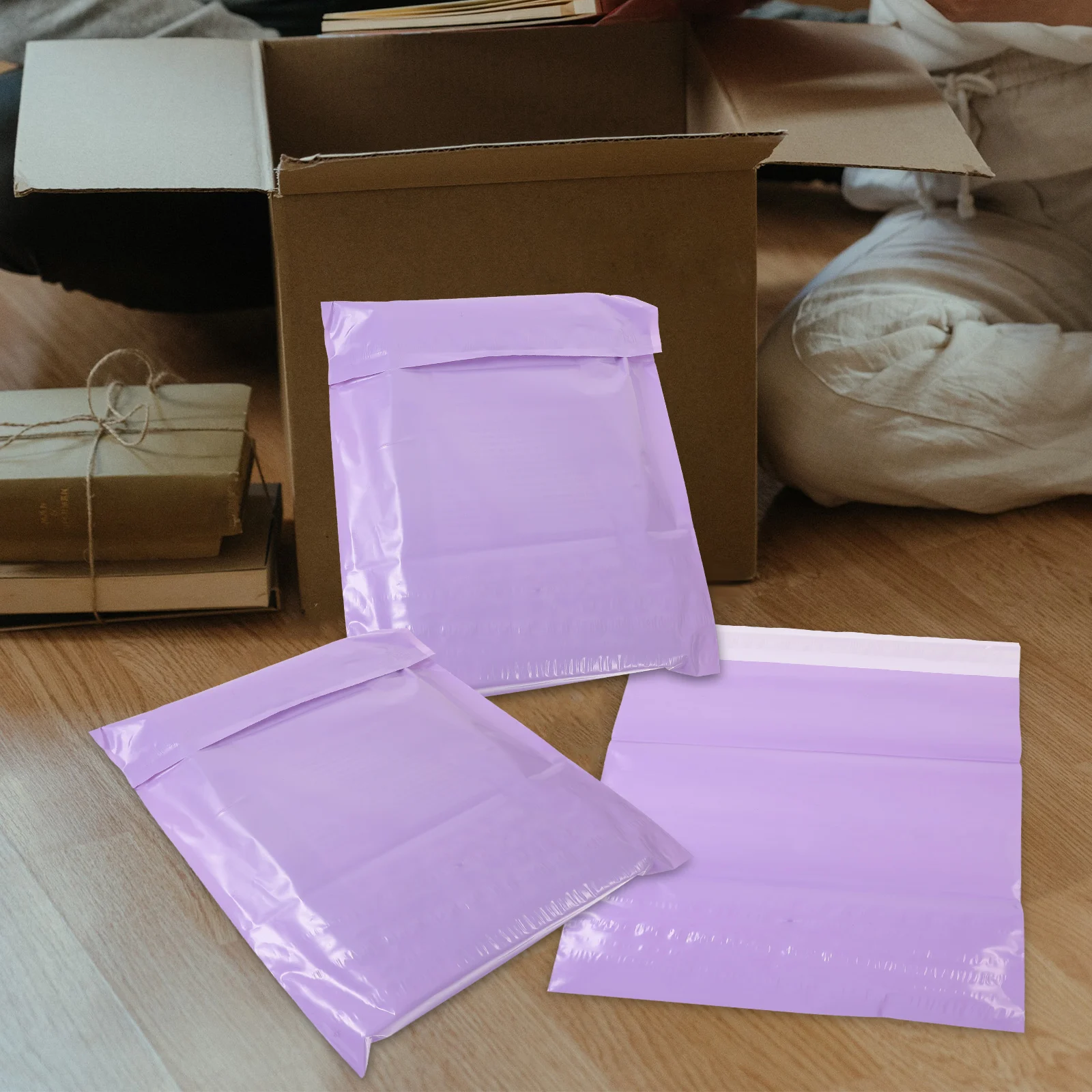 

100pcs Violet Mailing Bags Anti Wear Water Resistant Pressure Adhesive Closure Odor Proof for Sanitary Pads Small