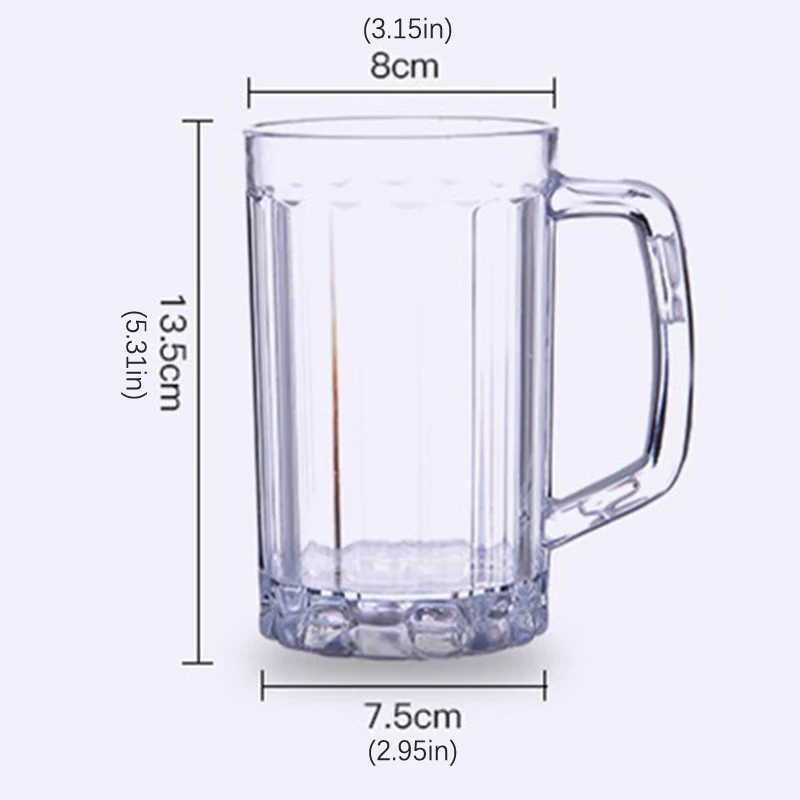Transparent Beer Mug Plastic Unbreakable Breakfast Milk Coffee Juice Water Cup Barware Drinkware for Home Party Bar KTV 500ML