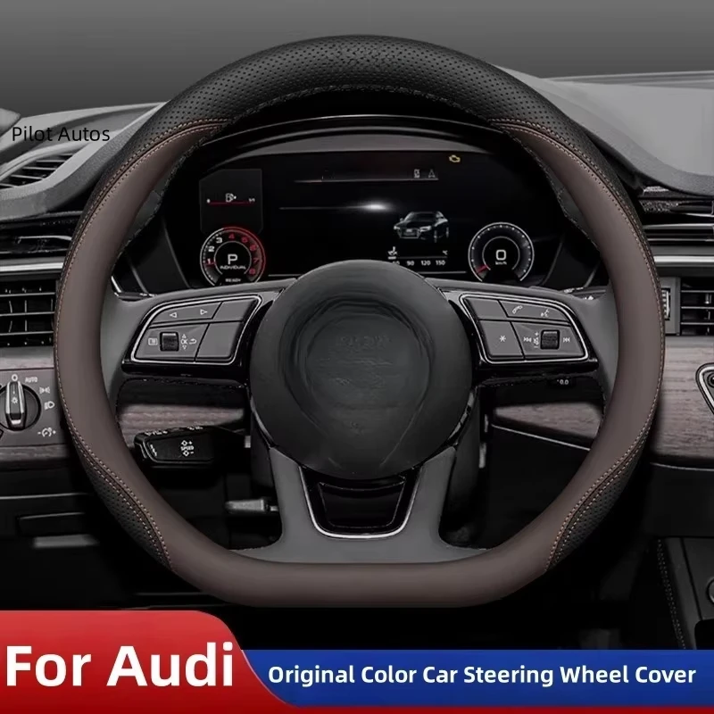 Original Colour For Audi Car Steering Wheel Cover Interior Genuine Leather Breathe Nappa Fit Q3 Q5 A6 A3 A4 Q2