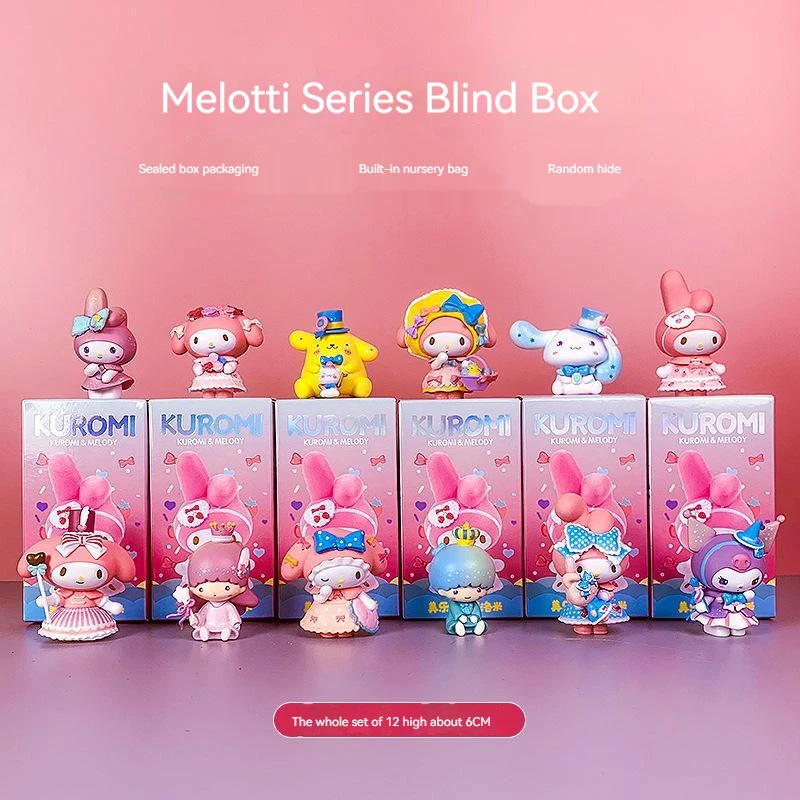 

Anime Sanrio Blind Box Series Trendy Toys Cute Girly Melody Kuromi Pvc Figures Model Creative Decorative Mystery Surprise Gift