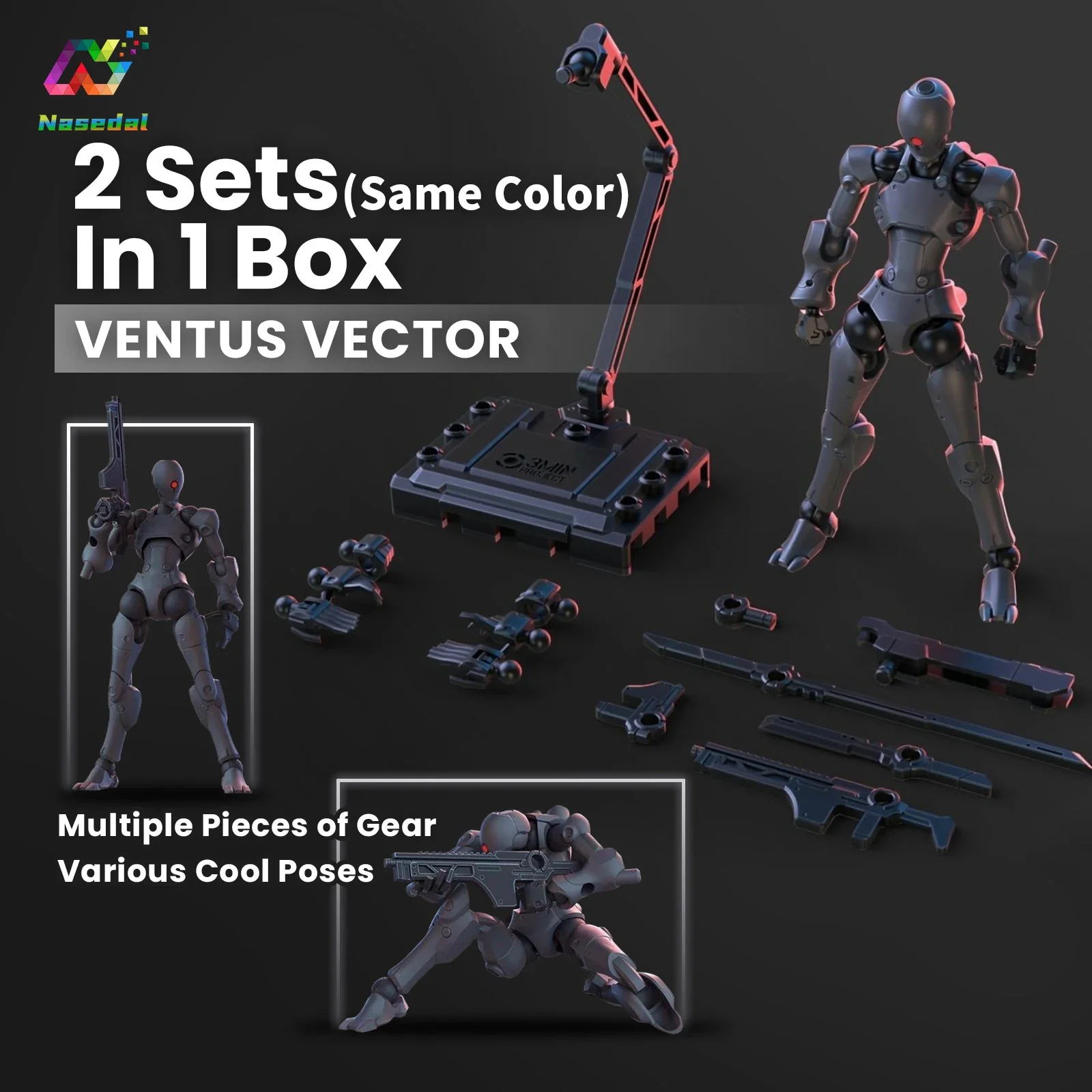 

Sheik Mainland 1/144 3MIN-A Series Assault Heterogen Model Kit - 2 Sets(Same Color) In 1 Box for Troop Display & Collection