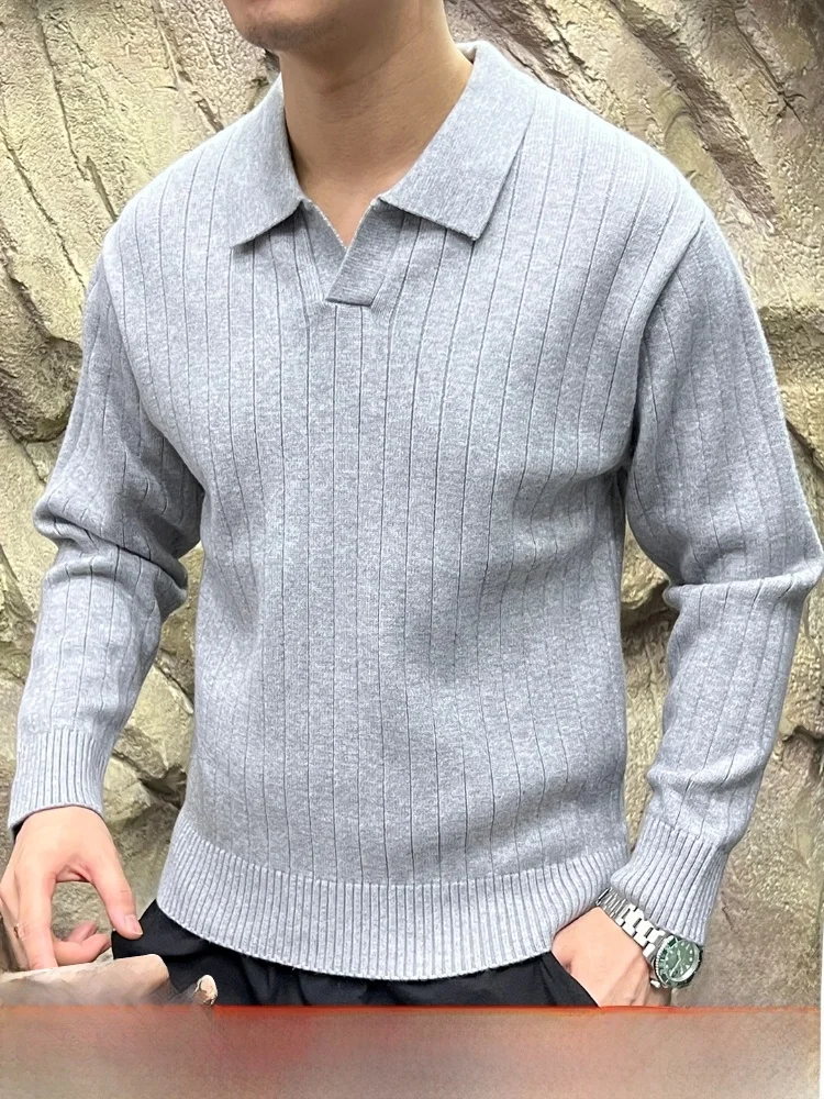 

Lazy Sle, итальянский вязаный свитер с воротником, мужская верхняя одежда Long Sve, одежда для отдыха, дышащая повседневная одежда из полиэфирного волокна