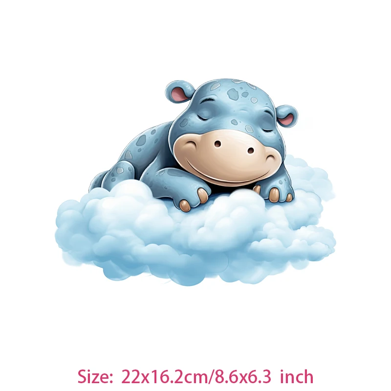 Cloud Animal bear sheep deer Iron On Heat Transfer Sticker For Clothes DTF Pinted Vinyl Thermal Appliques Washable T-Shirt Decal