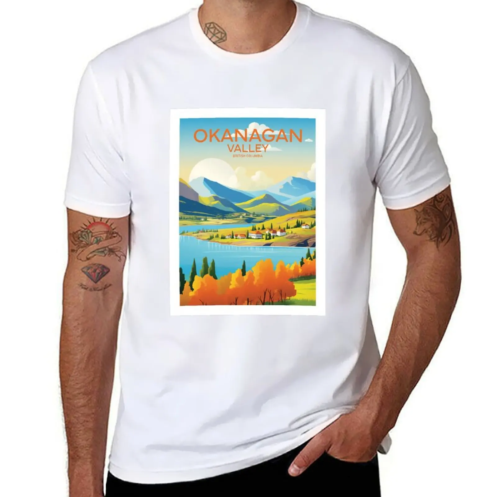 

OKANAGAN VALLEY Travel Poster T-Shirt funny t shirts cotton graphic t shirts for man T-shirt