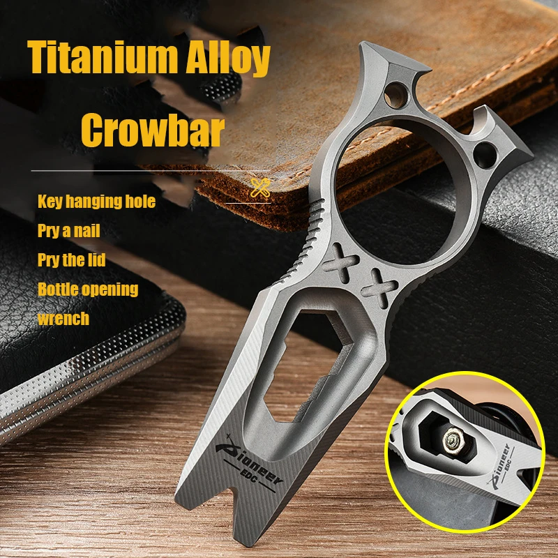 

Multifunctional Titanium Alloy Crowbar wrench Pry Bar Bottle Opener EDC Screwdriver Outdoor Portable Pocket Tools