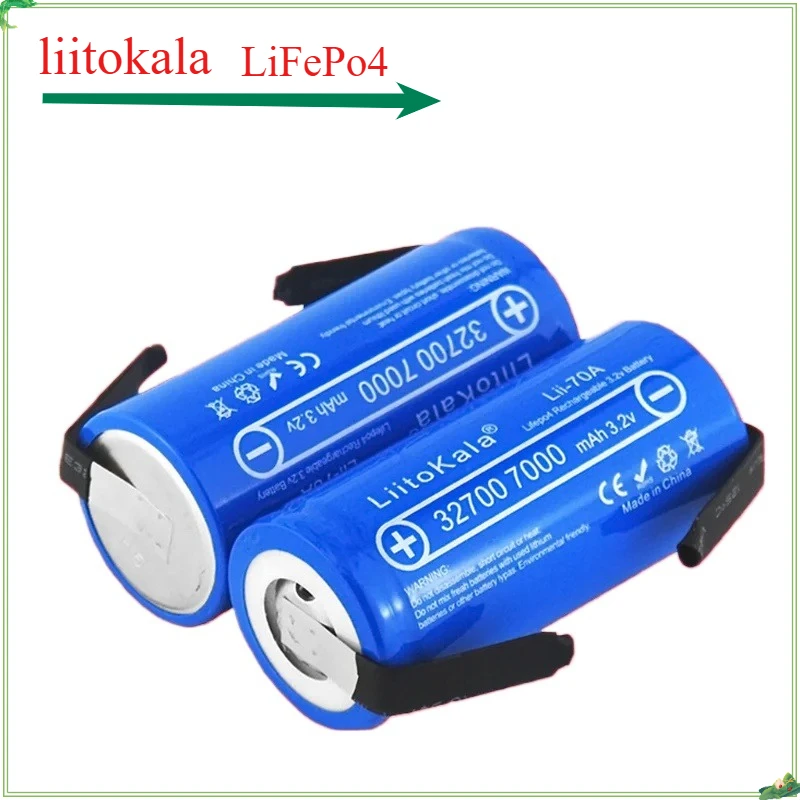 

LiitoKala Lii-70A High Power 3.2V 32700 7000mAh Battery LiFePO4+Nickel Sheets（Max Current Discharge:6C)for Electric Power Tool