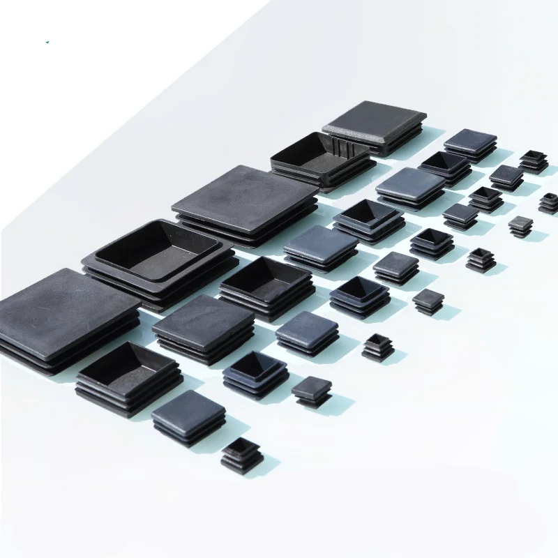 Tapa de plástico para pies cuadrados de mesa, tapones de inserción de Tubo negro, cubierta de agujero para silla, almohadillas protectoras