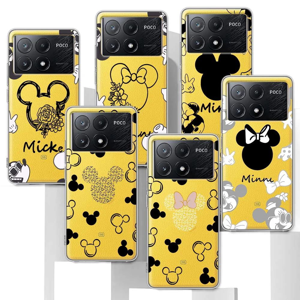 Mikey Minnie Mouse Logo Case for Xiaomi Poco M3 M5 X4 F4 F5 M4 M5s X3 NFC X5 X6 F1 F2 Pro F3 GT TPU Transparent Soft Phone Cover