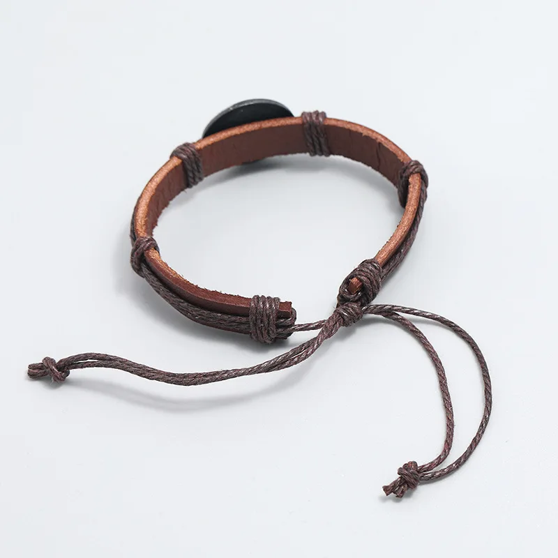 Yin Yang Symbol Adjustable Leather Rope Bracelet Charm Tai-chi Symbol Bracelet Jewelry for Men Women Gift Free Shipping Items