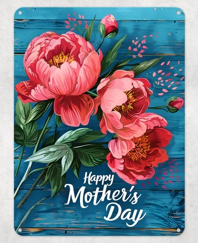 Happy Mother's Day Peony Metal Poster Wall Tin Sign Man Cave Shed Home Plaque --Tin Sign
