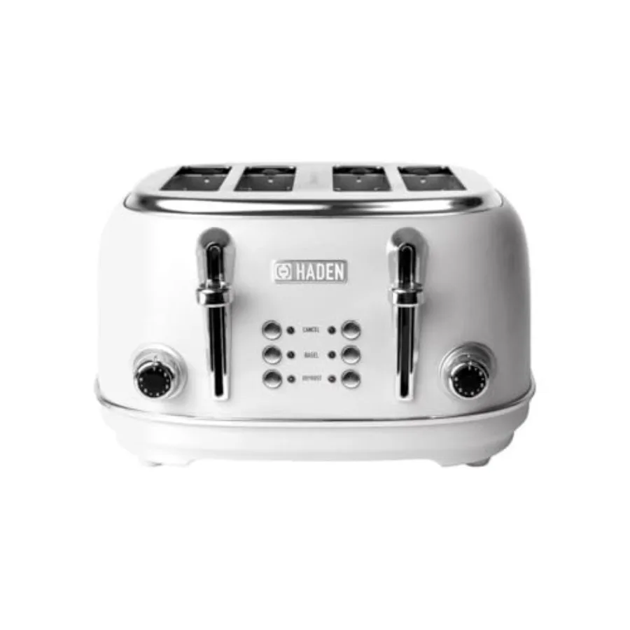 

Retro Stainless Steel Heritage Toaster with Extra Wide Slots 1500-Watt Ivory Chrome Finish Self-Centering Function Adjustable B
