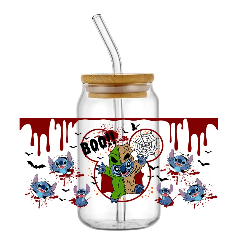 Personalize Halloween Stitch Up Transfer Sticker UV DTF DIY For 16oz Glass Cup Can Wraps Easy To Use Custom Mugs Gift Decals