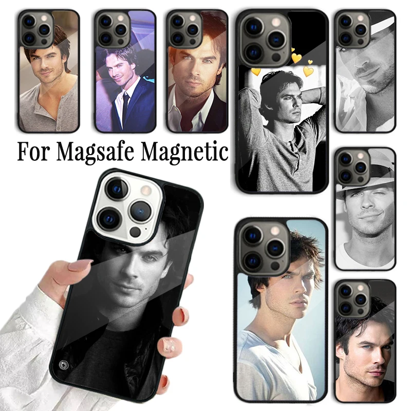 Phone Case For iPhone 16 15 14 13 12 11 Pro Max Plus Magsafe Magnetic Wireless Charging Cover Ian Somerhalder Vampire Diaries