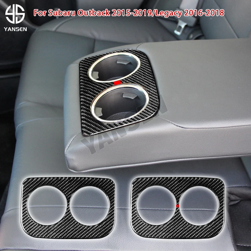 

Car Rear Seat Water Cup Holder Sticker Decorative Cover Carbon Fiber Sticker For Subaru Legacy Outback 2015-2019 Accessories