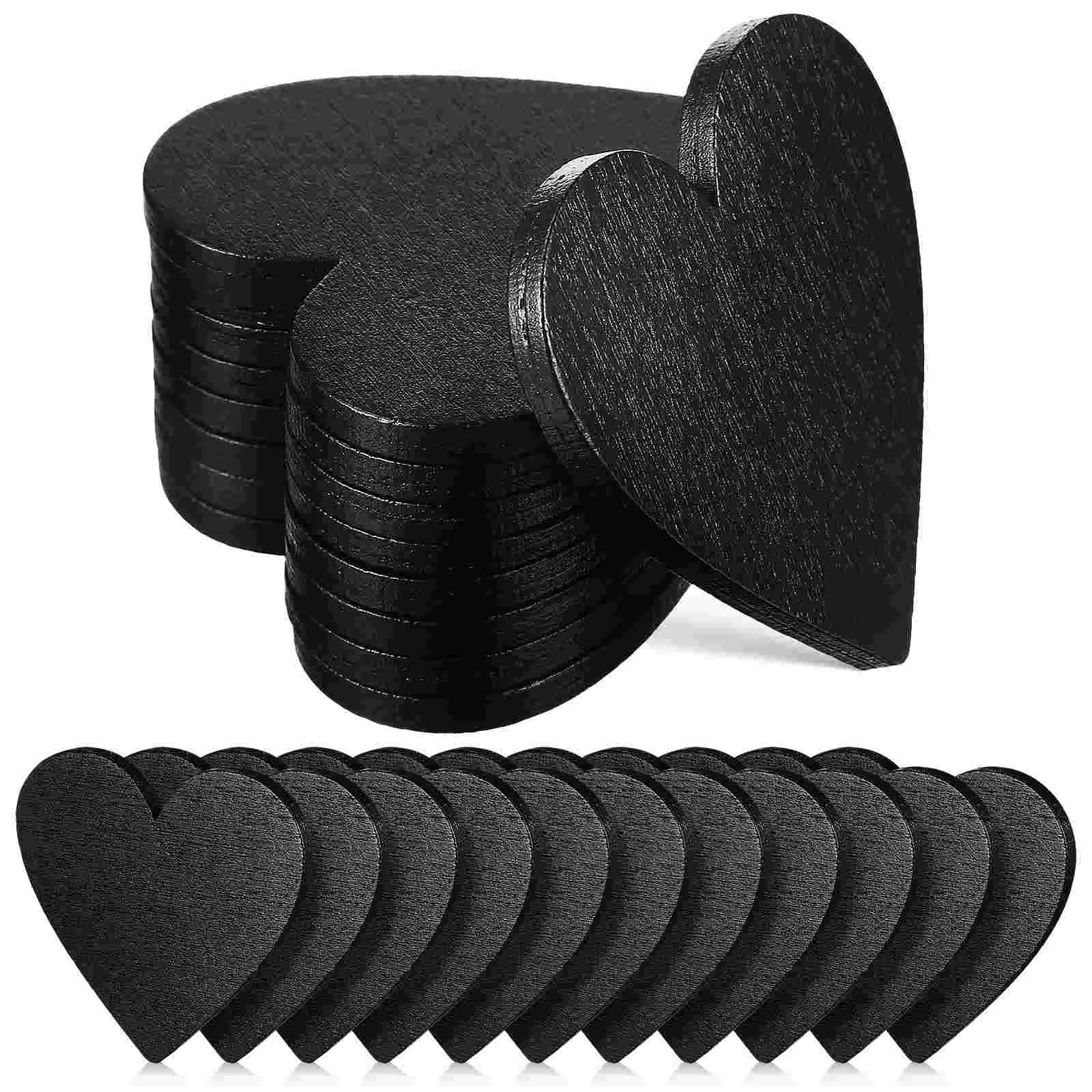 20 piezas centros de mesa de corazón negro para pizarra en forma de mesa libro de visitas tarjetas de discos de madera