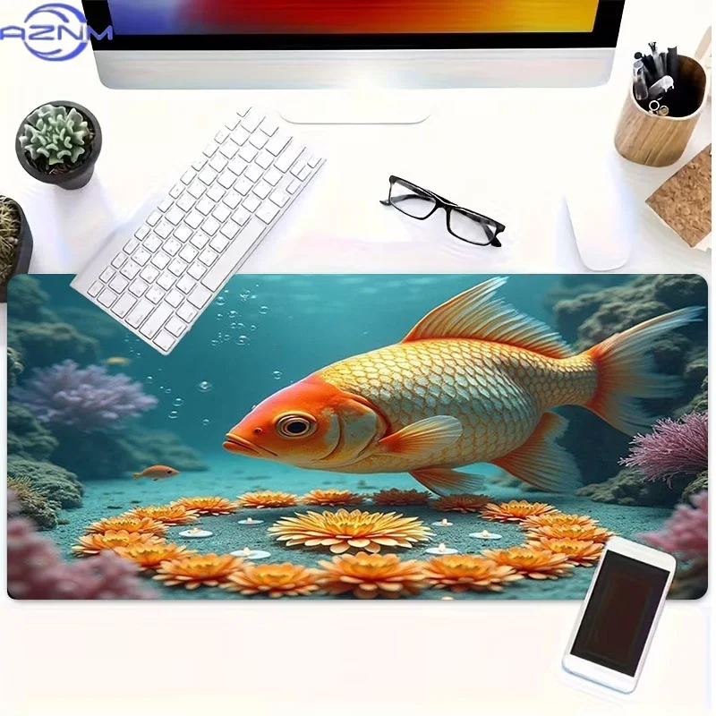 Mouse Pad Featuring an Underwater Goldfish Design, Made from Rubber, Available in Various Sizes, Great for Programmers And Gamer