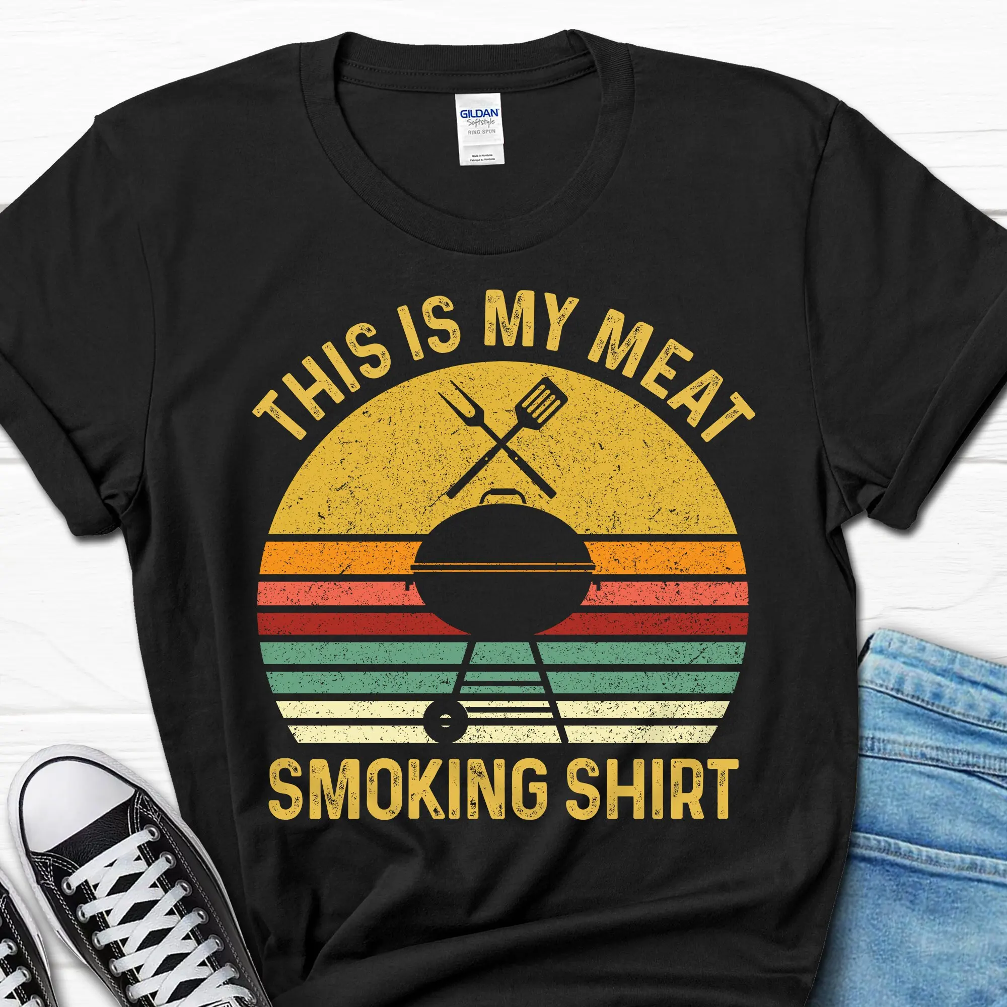 Husband Meat Smoker T Shirt For Men Smoking Funny Grilling Men's Lover Grandpa Him Dad s From Wife