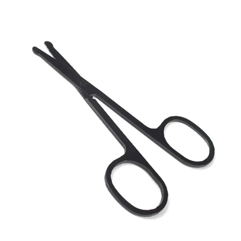 Unisex Stainless Steel Black Round Head Safe Nose Hair Scissors (Do Not Hurt Nose)