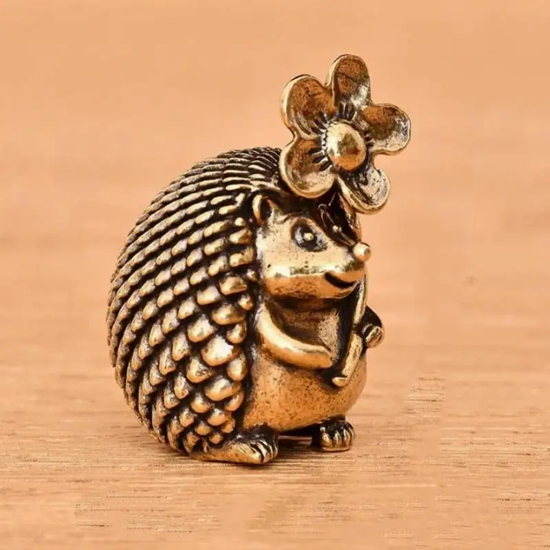 Miniatur-Igel-Ornament aus Messing, Metall-Tierstatue, antikes Teetier für die Dekoration von Zuhause, Büro oder Schreibtisch, Geschenk. – Detail 3
